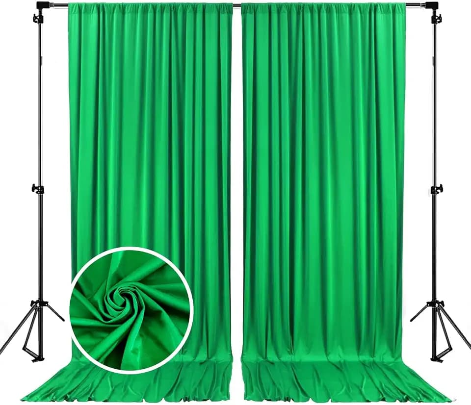 10 x 7 Feet Green Backdrop Curtain for Partie, Background Curtains for Photoshoot, Birthday, Wedding, Halloween, Thanksgiving, Christmas, New Year Party Decorations 5Ft x 7Ft, 2 Panels
