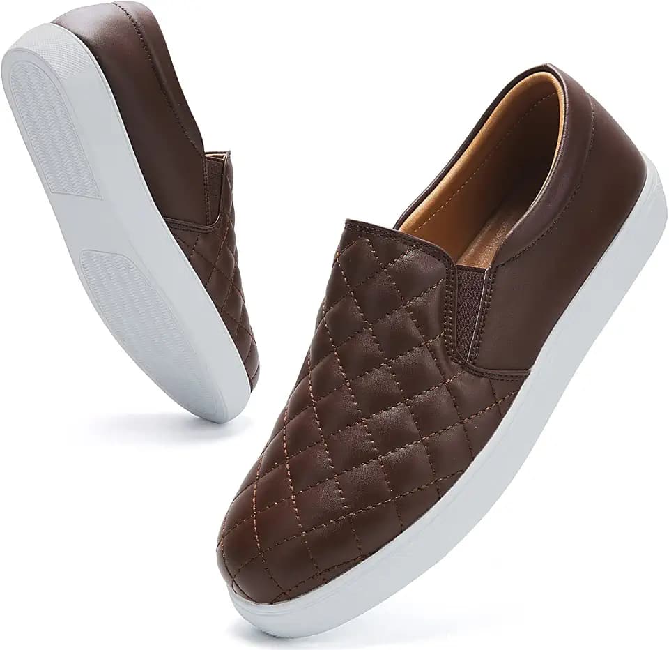 VOCNTVY Loafers for Women Quilted Slip On Shoes Casual Fashion Sneakers