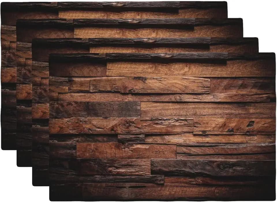 Dark Wood Vintage Natural Placemats Set of 4