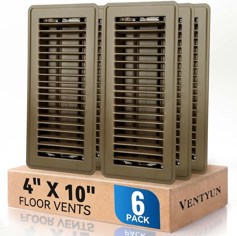 4" x 10" Floor Register Vent Covers 6Pack, Brown, Steel Floor Vent