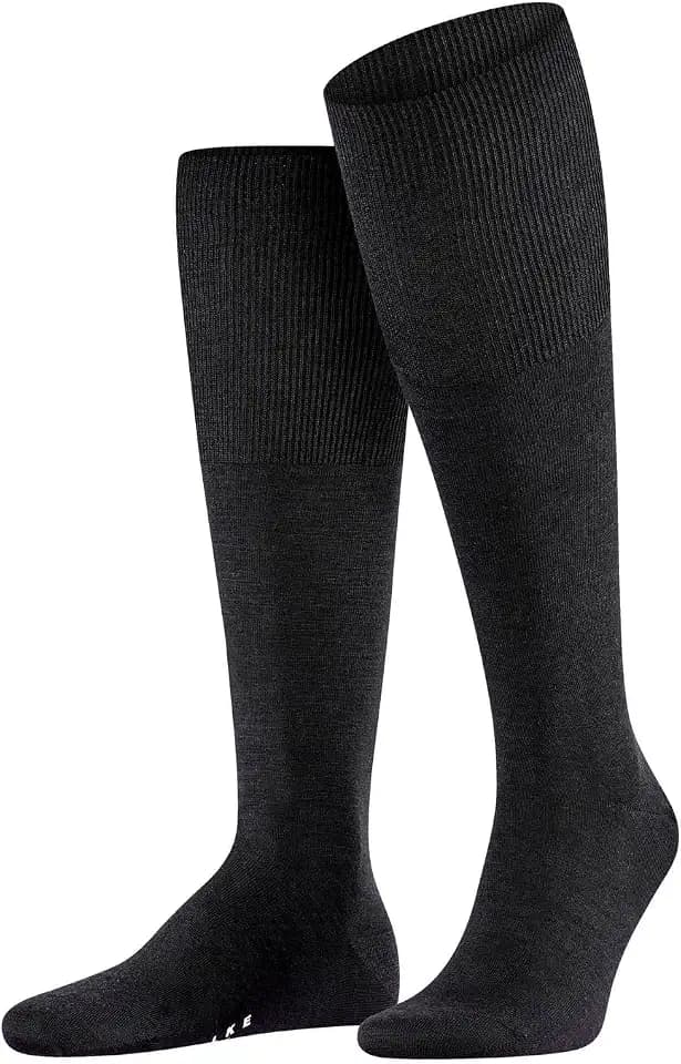 FALKE Men's Airport Knee-High Socks, Breathable, Merino Wool Cotton, Light Formal Socks, Work or Leisure Clothing, 1 Pair