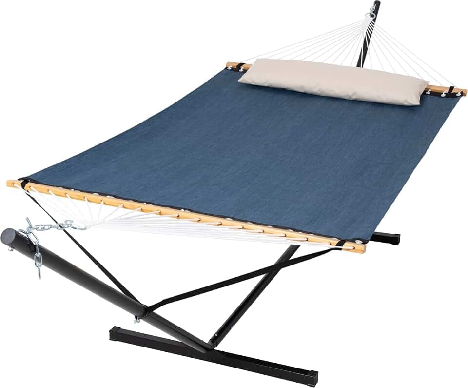 SUNCREAT Quick Dry Two Person Hammock with Head Pillow, Navy