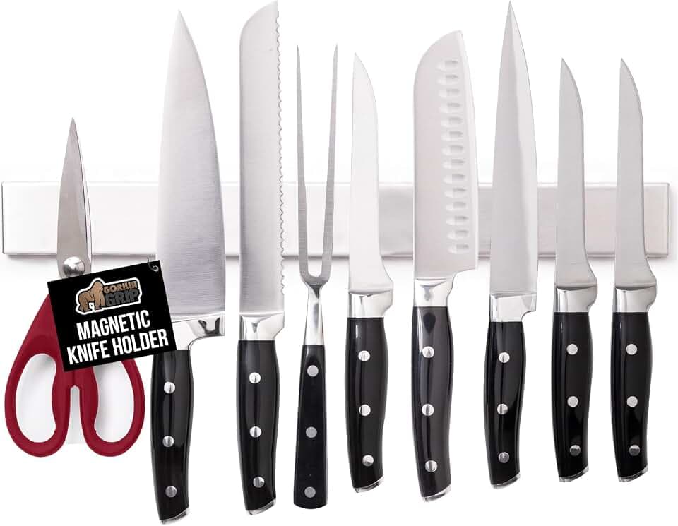 GORILLA GRIP 304 Stainless Steel Magnetic Knife Holder Strip, 14 Inch