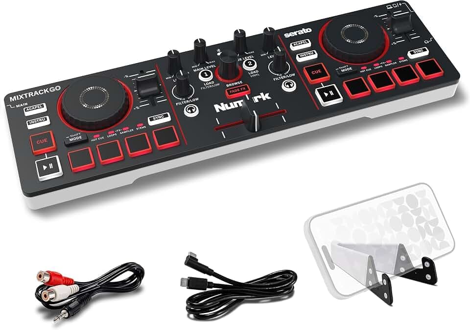 Numark MixTrack Go Compact Bluetooth DJ Controller with Stems Control