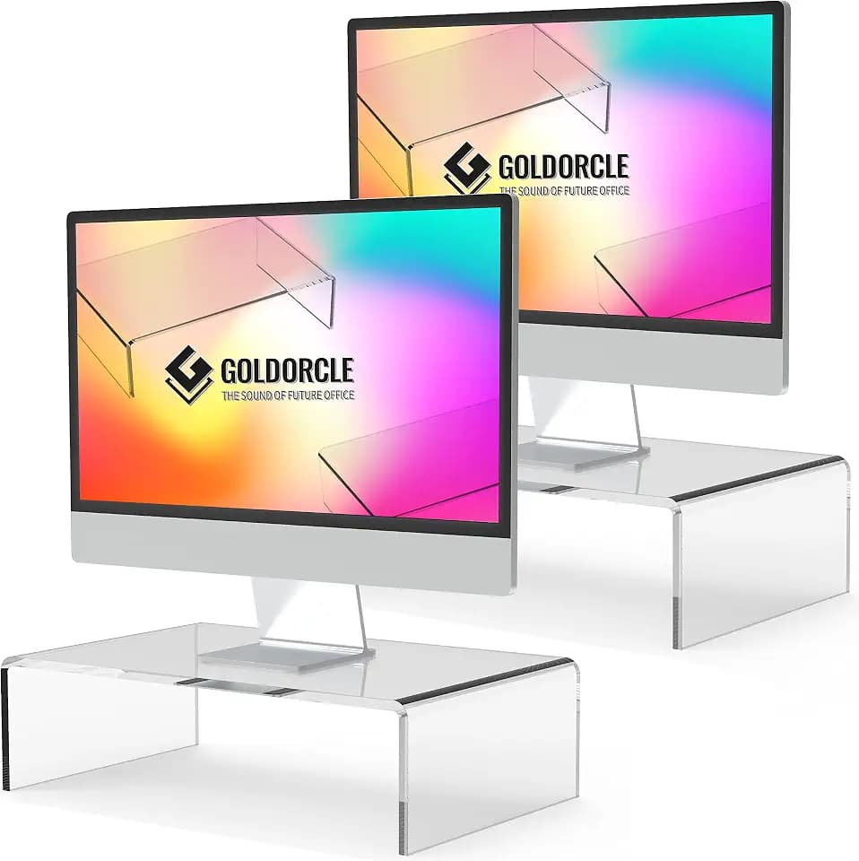 2 Pack Acrylic Monitor Stand Riser Clear Computer Monitor Stand
