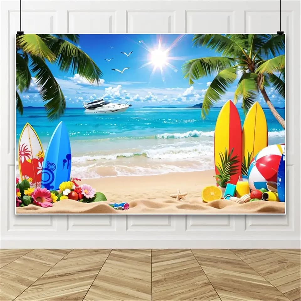 10x8ft Summer Hawaiian Beach Photo Backdrop Hawaii Banner Background
