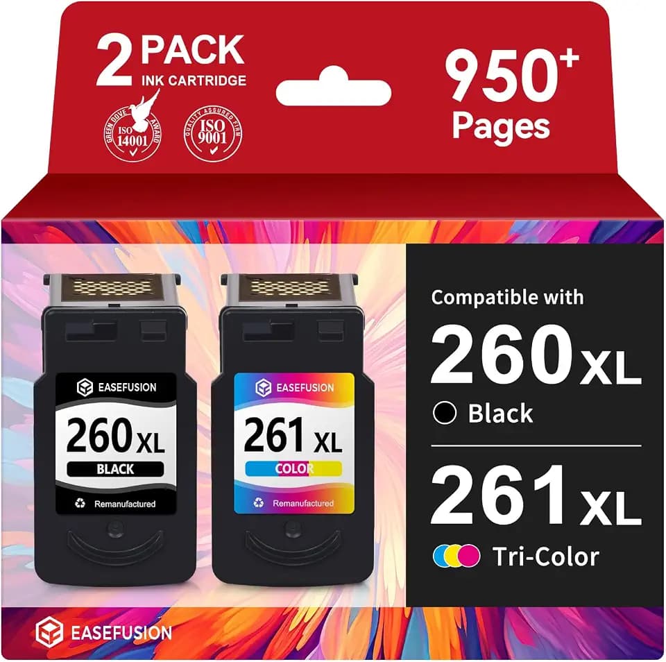 EaseFusion 260XL 261XL Replacement for Canon 260 and 261 Ink Cartridges