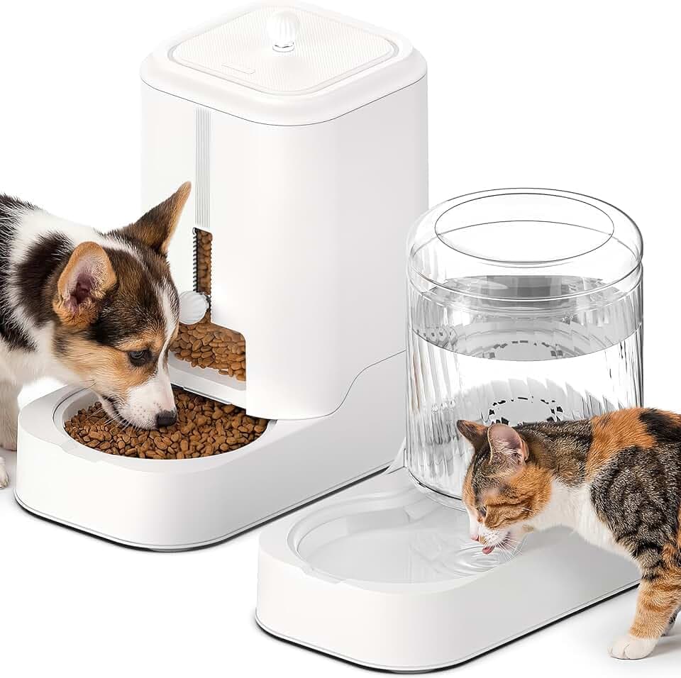 JUNSPOW Automatic Cat Feeder & Water Dispenser Set (Bowl not Included)