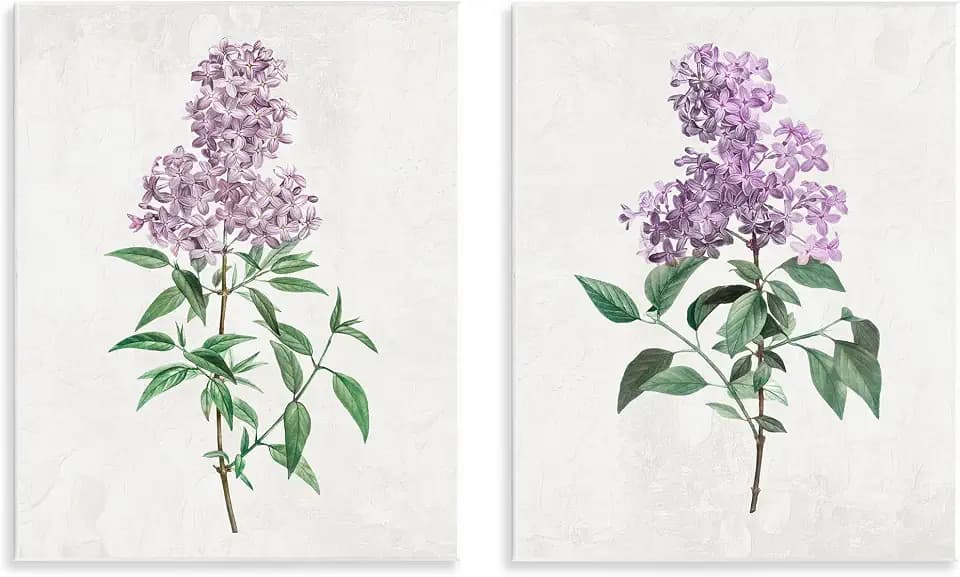 Herbaceous Lilac Blooms, 11 x 14 Inch Mounted Print on Wall Plaque Set