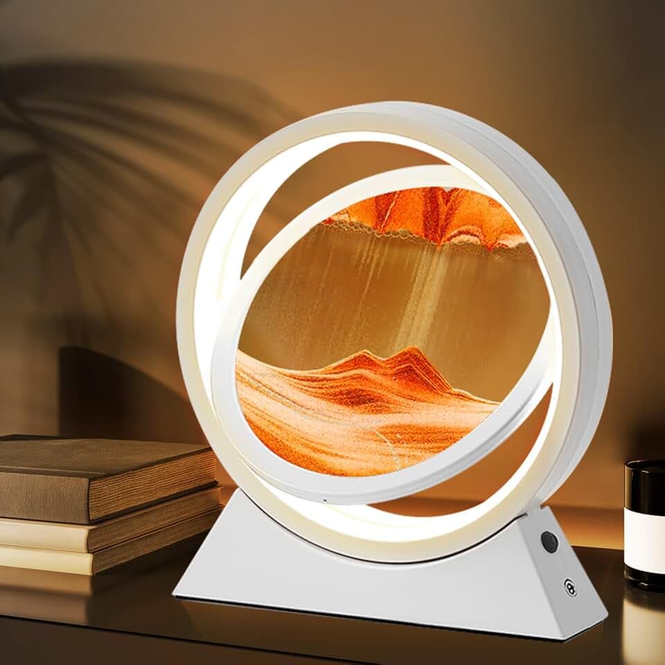 Herefun Sandbilder Zum Drehen, 3D Fließende Sandkunst mit Led Licht, 10" Bewegende Sandkunst, Dynamisches Sandbild für Erwachsenes Teenager Kind, Bewegende Sandkunstbild Landschaft für Desktop Deko