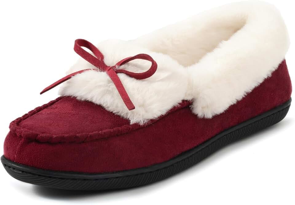 RockDove Women's Faux Fur Lined Microsuede Moccasin Slipper