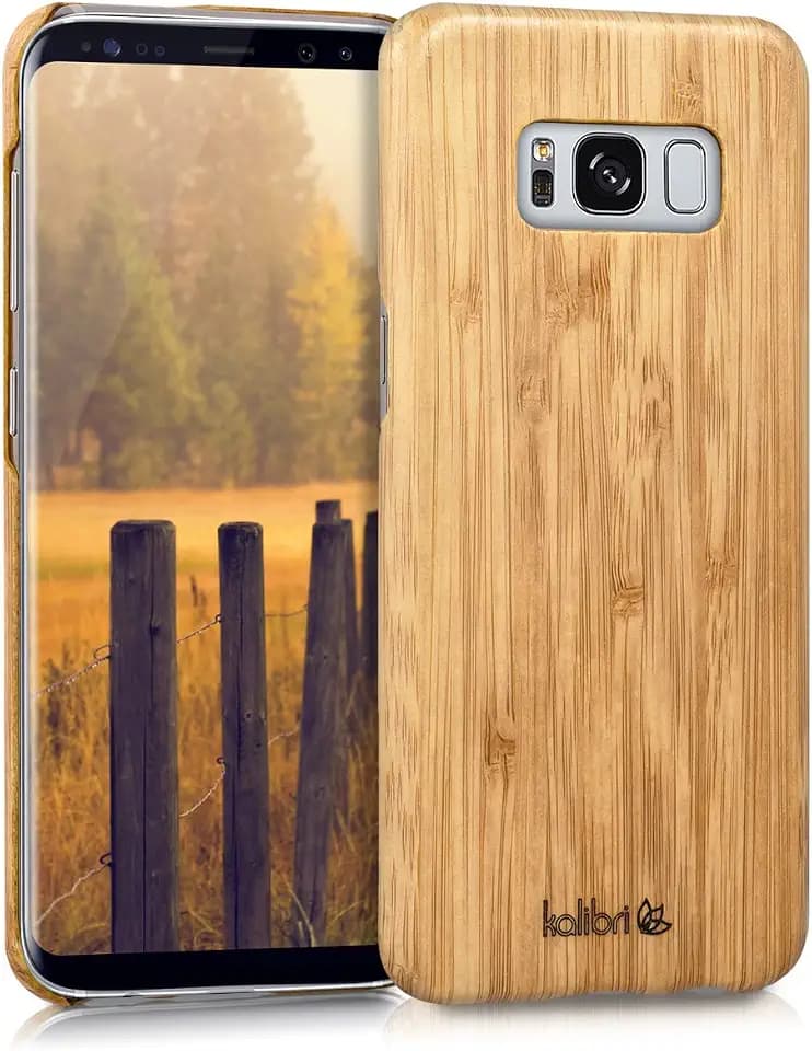 kalibri Hülle kompatibel mit Samsung Galaxy S8 - Handy Bambus Schutzhülle - Cover Handyhülle Hellbraun