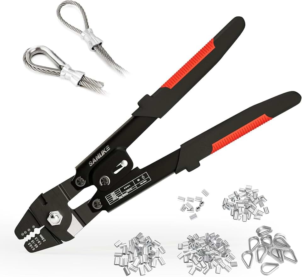 Sanuke Wire Rope Crimping Tool Kit, Up to 2.0mm Swaging Tool