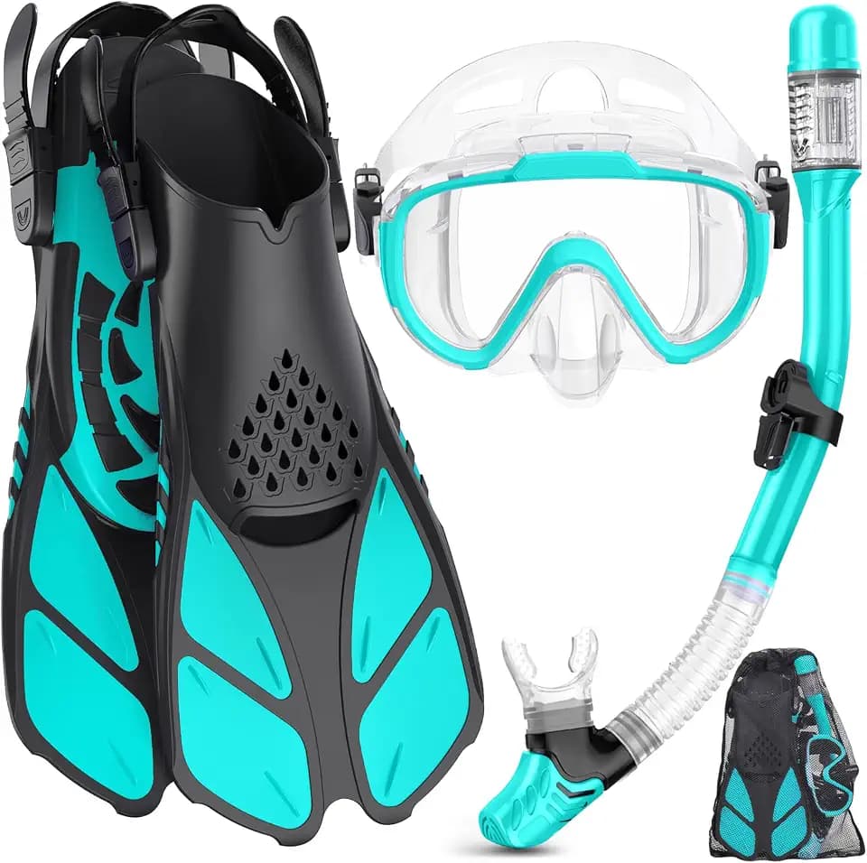Ubekezele Snorkeling Gear for Adults 4in1 Set with Mask Snorkel