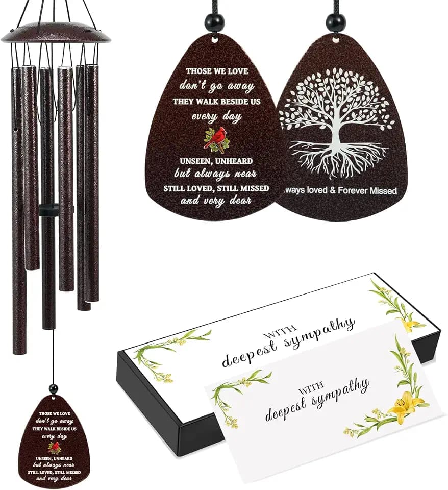 Cardinal Memorial Wind Chimes for Loss of Loved One, 32" Large Sympathy Windchimes for Outside Deep Tone, Best Bereavement Remembrance Memory Funeral Gifts for Loss of Family Member