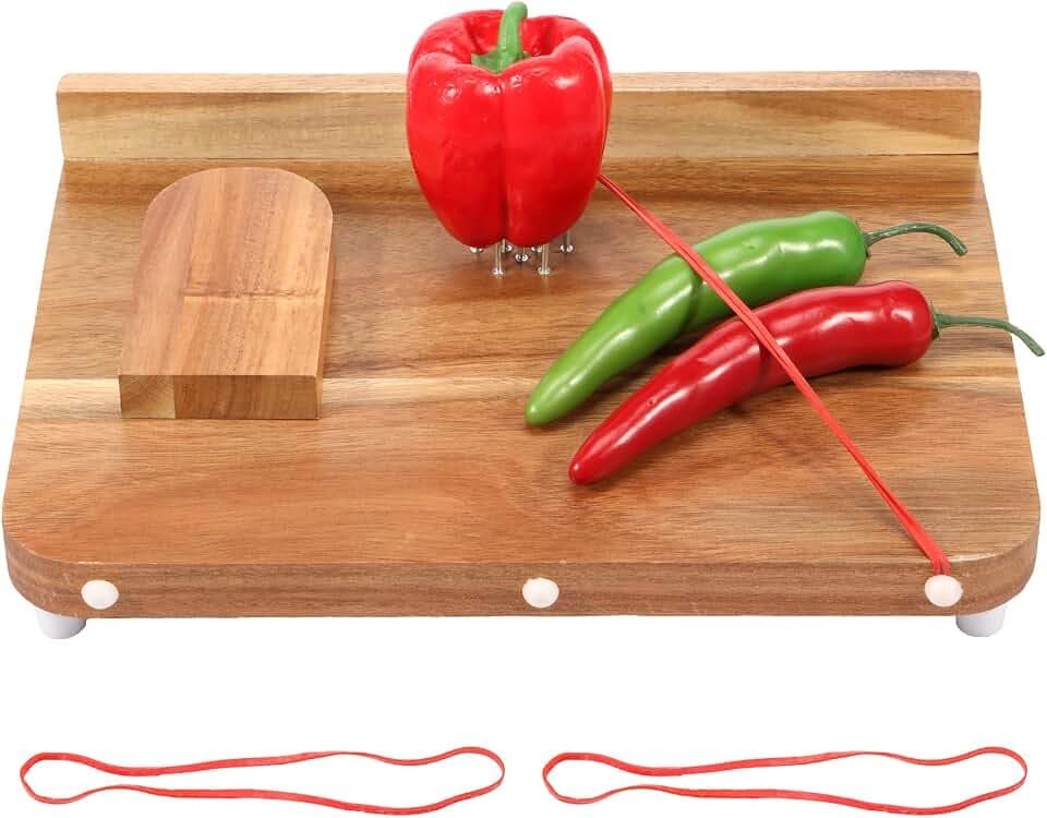 Einhändiges Schneidebrett für Behinderte mit 10 Spikes und rutschfester Unterseite, anpassungsfähiges Einhandschneidebrett aus Holz für Aisability Hilfen beim Schneiden von Gemüse, Obst, Fleisch