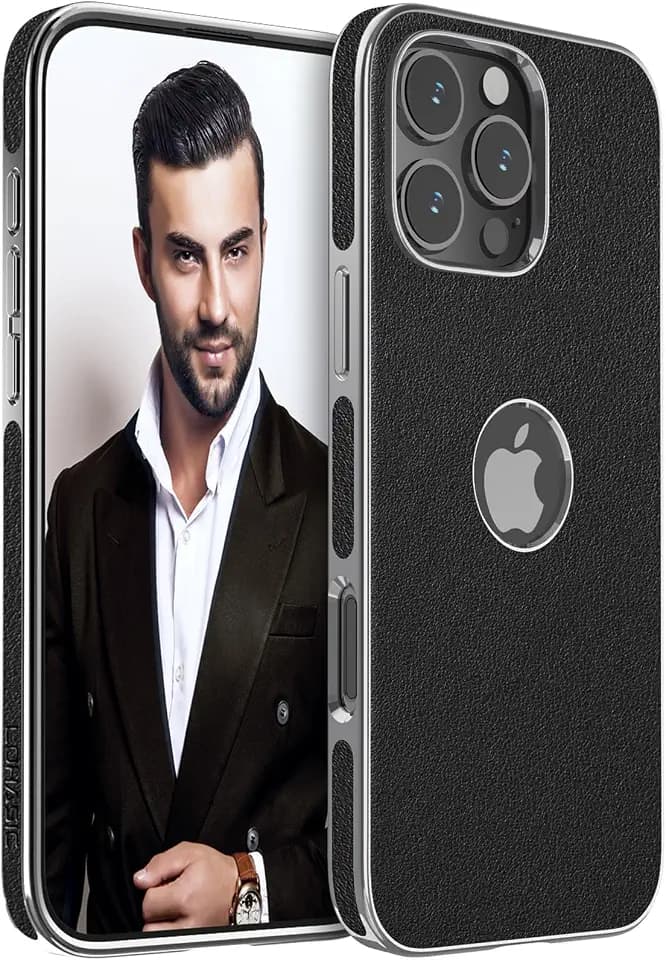 LOHASIC for iPhone 16 Pro Max Case Leather, Business Phone Case Men, Black