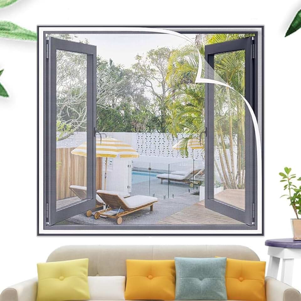 Anpassbares Moskitonetz, Fiberglas-Moskitonetz für Fenster, 80 x 120 cm, Anti-Moskito-Fliegen-Insektenschutz für Tür, Fenster, Erkerfenster