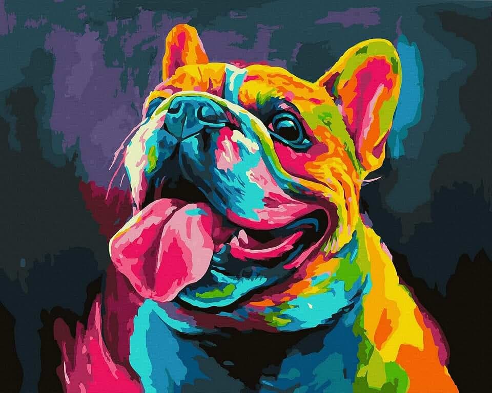 Komking Bulldog Paint by Numbers Kit for Kids Adult on Canvas Animal Paint by Number 16x20inch Without Frame
