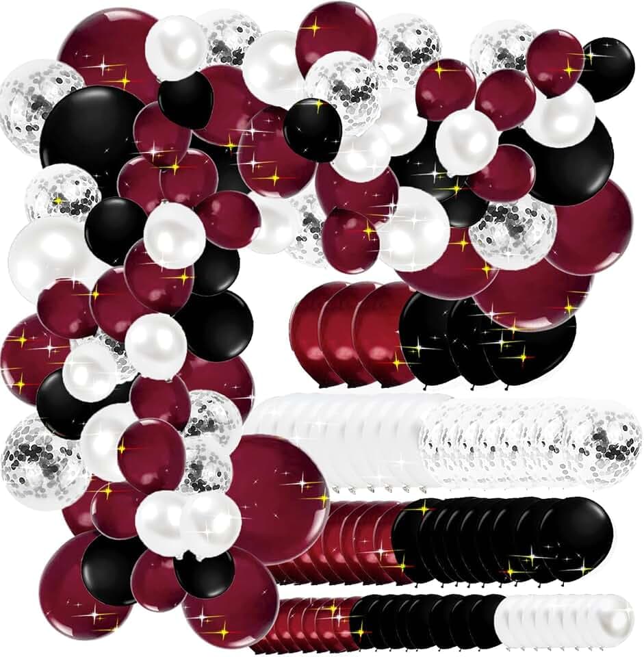 Graduation Decorations Maroon Black/Burgundy Black Graduation Party Decorations 2026/Burgundy Balloons 114Pcs Burgundy White Balloon Birthday Wedding