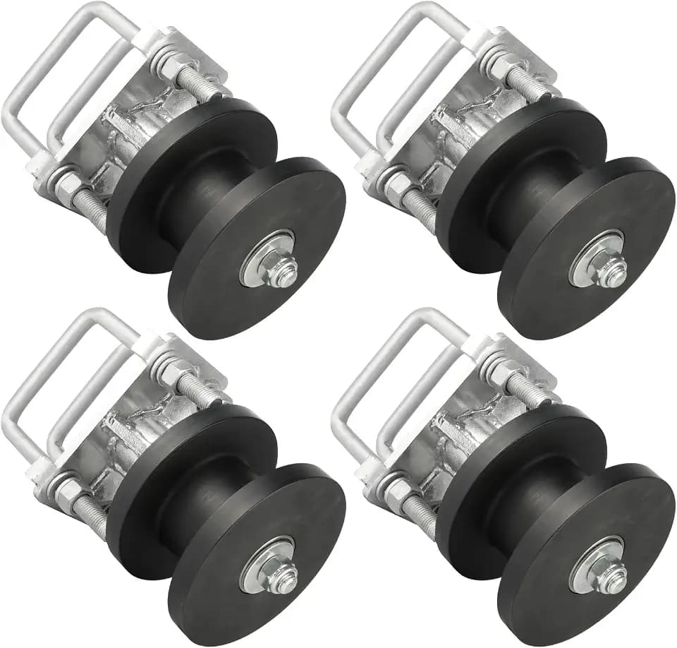4 Pack Nylon Cantilever Rollers 2" Gate Frames, 4" Square Post Chain Link Fence Parts, Cantilevered Rail Fence Gate Kit