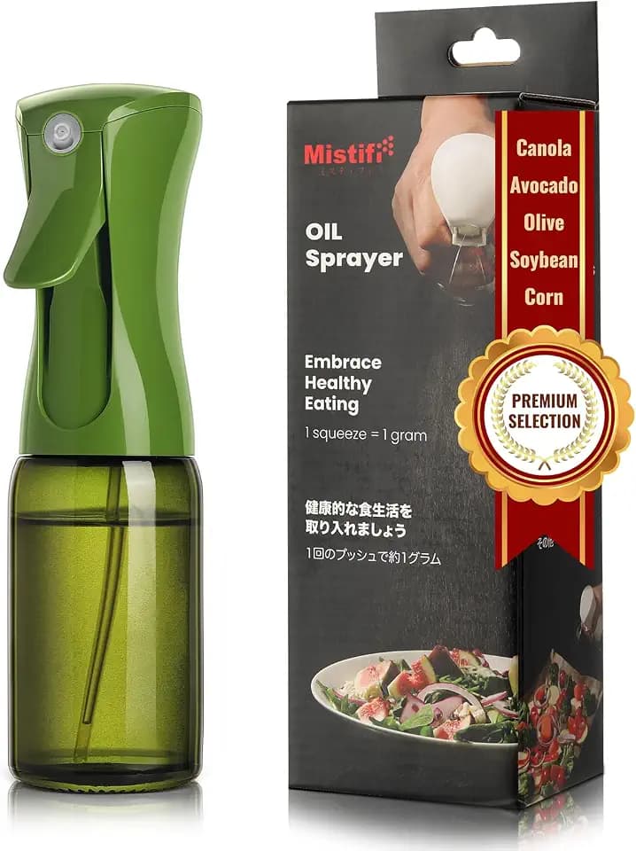 Mistifi Oil Sprayer for Cooking,Fan Spray,Refillable,Glass Bottle,6oz