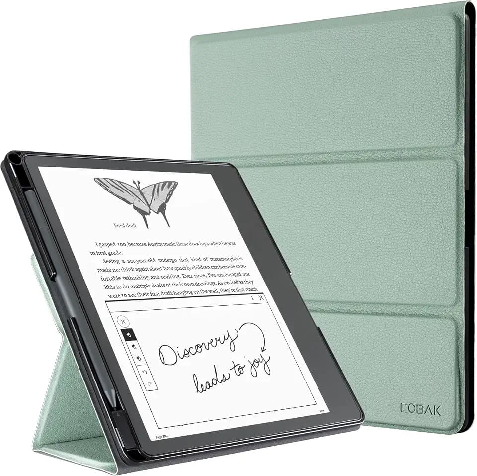 CoBak Stand Case for Kindle Scribe - Premium Folio Leather Cover with Pen Holder, Auto Sleep/Wake - Compatible with 10.2 Inch Kindle Scribe (2022/2024 Release)