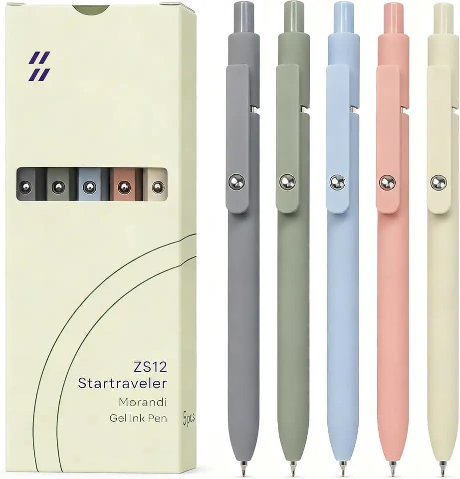 FIOVER 5 x Gelstifte, schnell trocknende Tinte, feine Spitze, Premium-Gelstifte, schwarze Tinte, glattes Schreiben für Schule, Büro, Zuhause, 1 Stück (5er Pack)