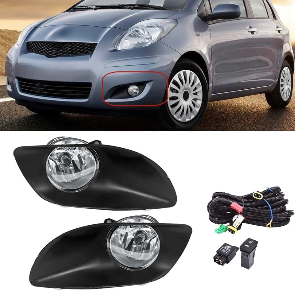 1Pair of Fog Lights Replacement for Yaris Base Sedan 4-Door 2007-2011 Clear