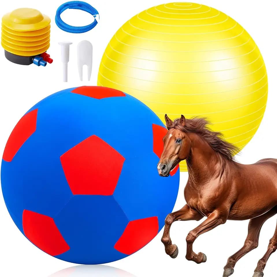 48 Inch Giant Herding Ball for Horses with Covers and Pump, Blue-red
