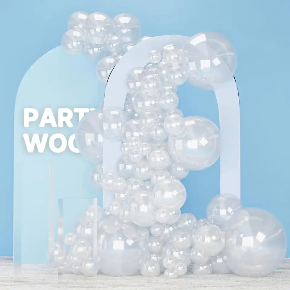 PartyWoo Clear Balloons 120pcs Different Sizes of 18 12 10 5 Inch Transparent Balloon Arch Kit for Graduation Wedding Baby Shower Bridal Shower Anniversary Birthday Party Decorations Clear-Y2