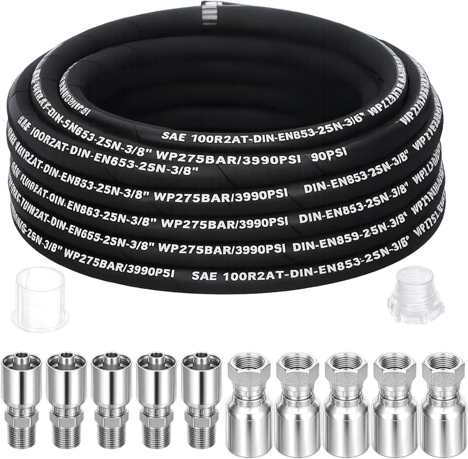 Frienda Hydraulic Hose 3/8" X 50 ft with 10 Pcs Female & NPF Male Fittings