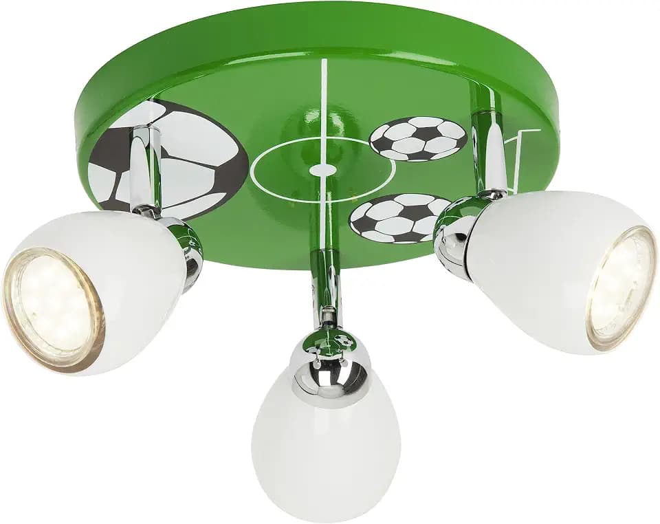 BRILLIANT Lampe Soccer LED Spotrondell 3flg weiß/grün-schwarz-weiß | 3x LED-PAR51, GU10, 3W LED-Reflektorlampen inklusive, (250lm, 3000K) | Köpfe schwenkbar