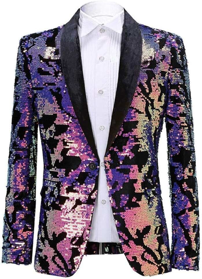 Herrenmode Samt Pailletten Blumenmuster Anzugjacke Blazer