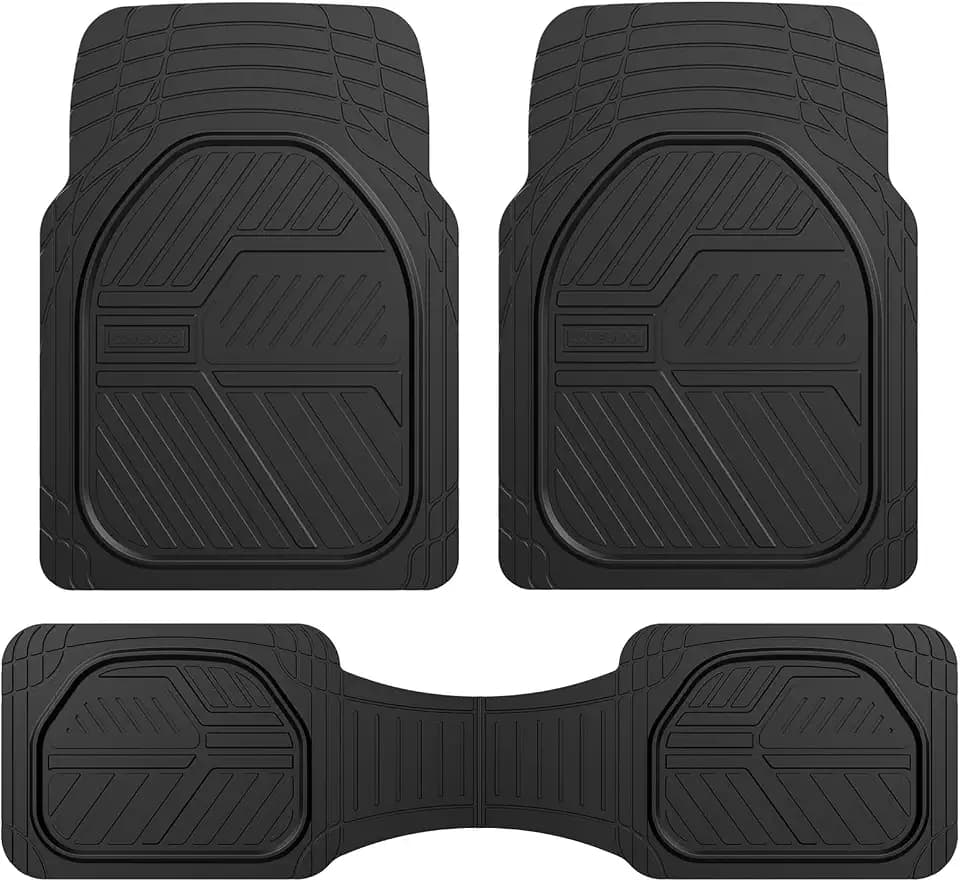 Coverado Heavy Duty Rubber Floor Mats for Cars, Black Deep Dish All-Weather Car Mats Full Set, Universal Trim to Fit Waterproof Car Floor Mats, Anti-Slip Easy Clean Floor Liner for Cars Trucks SUV