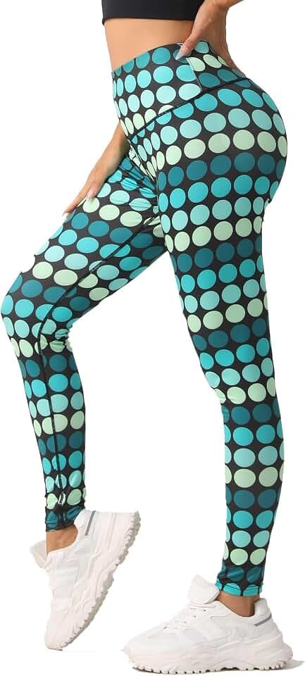 Leggings Damen High Waist Sport Leggings mit Punkten Bunte Leggings Damen Blickdicht Fitnesshose Yoga Gym Leggings