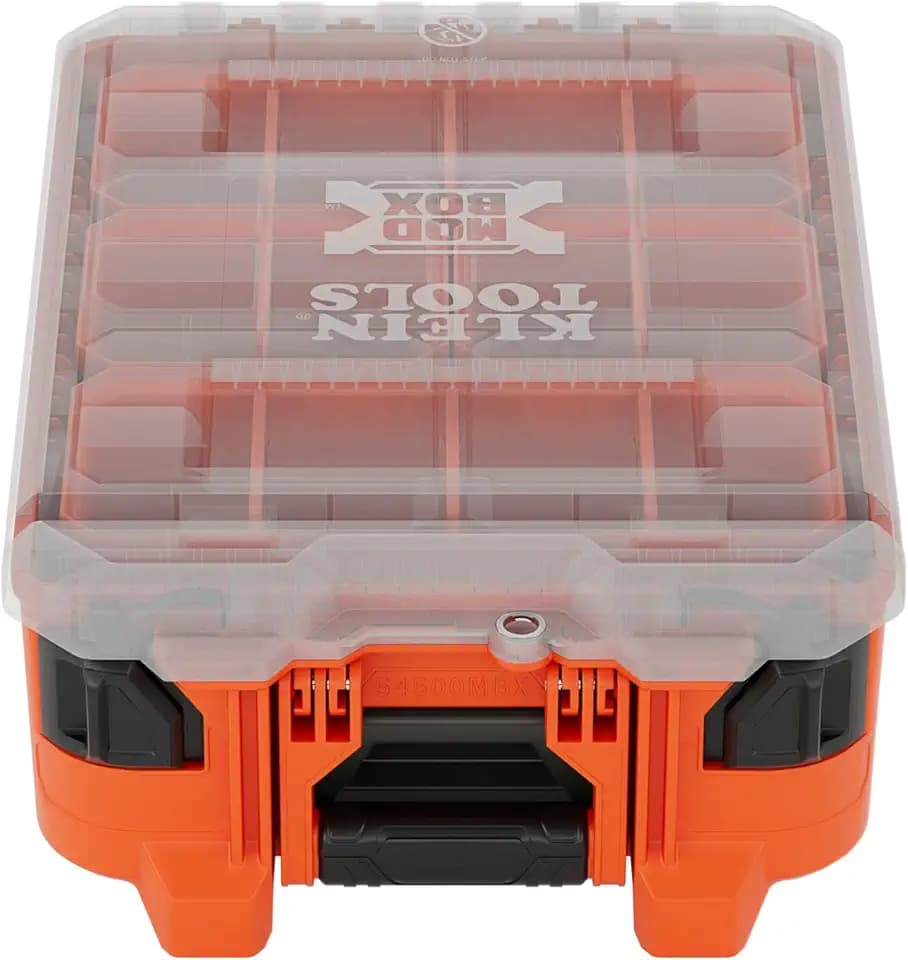 Klein Tools 54500MBX MODbox Tall Compartment Box, Half-Width Tool Organizer, Small Parts Tool Box with 10 Compartments, 4 Removable Bins, Stackable Module