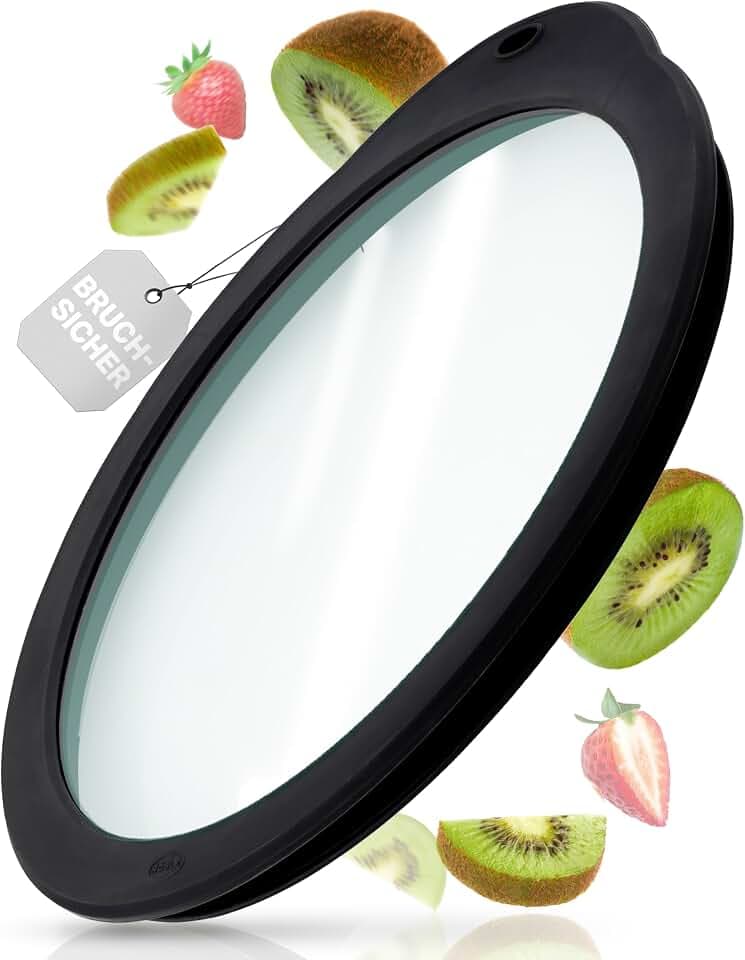 RÖSLE Frischhaltedeckel aus Glas, 24 cm, schwarz/transparent