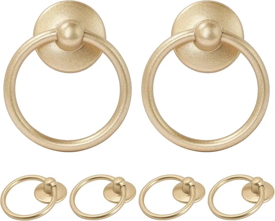 12pcs Drop Ring Drawer Pulls - Champagne Gold