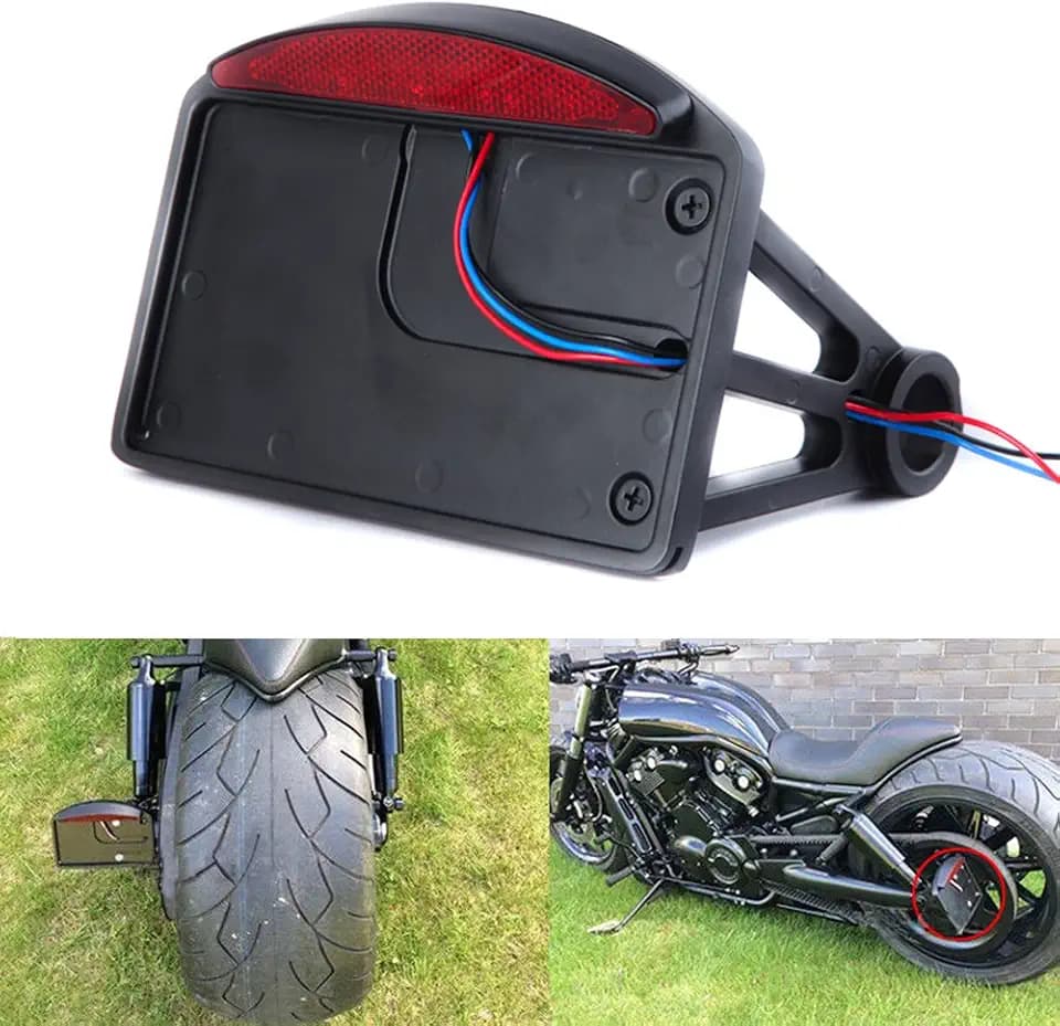 Motorcycle LED License Plate Mount Holder bracket with Tail Light Brake lights for harley Bobber Chopper