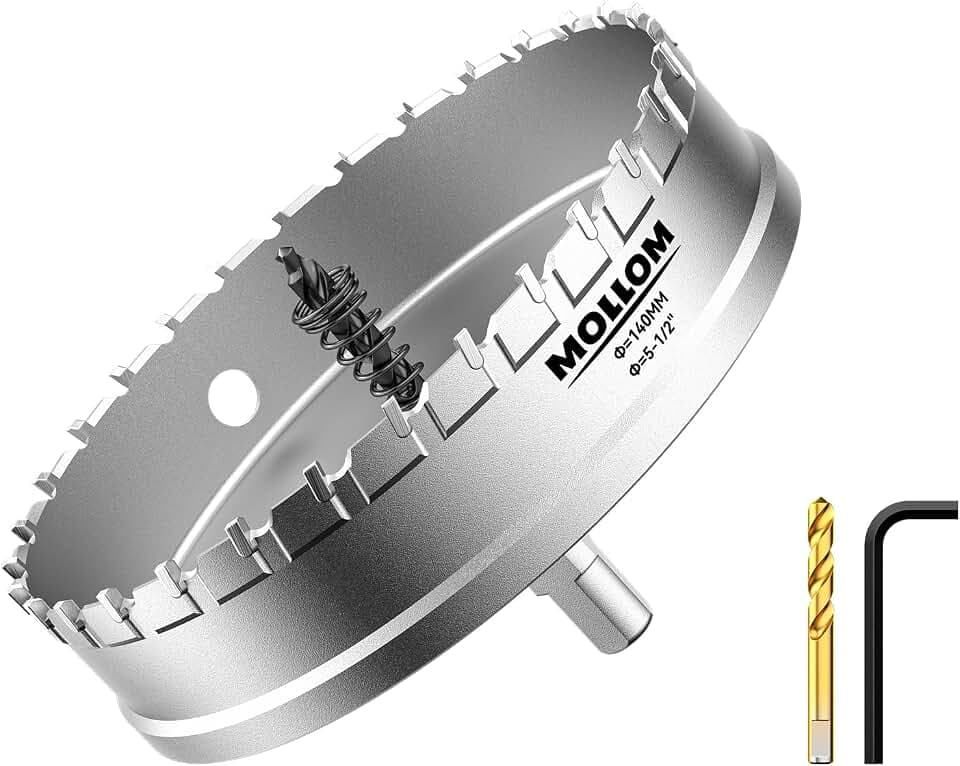 Mollom 5-1/2" (140mm) Hartmetall-Lochsäge Schwerlast mit 2 Zentrierbohrern
