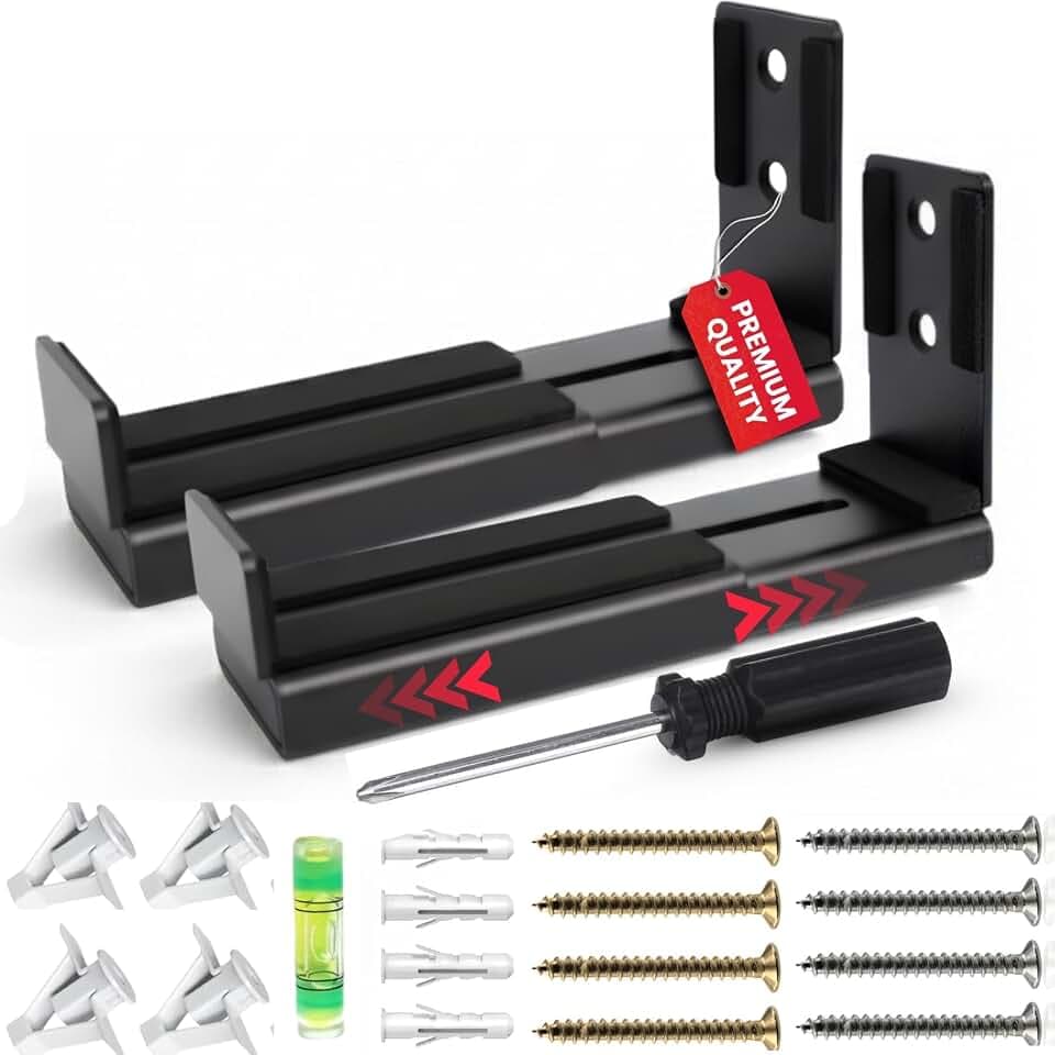 Premium Universal Soundbar Wall Mount Bracket (Flat-Bottom) 33 lbs Heavy Duty Steel Holder Adjustable Depth Includes Screwdriver Fits Samsung Sony LG Bose JBL Sonos