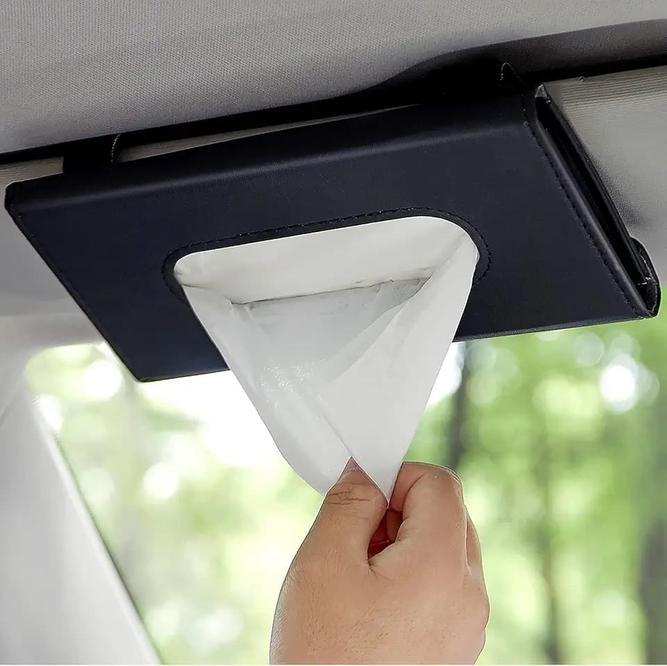 Car Tissue Holder, Upgraded Hanging Tissue Holder for Car (Black)