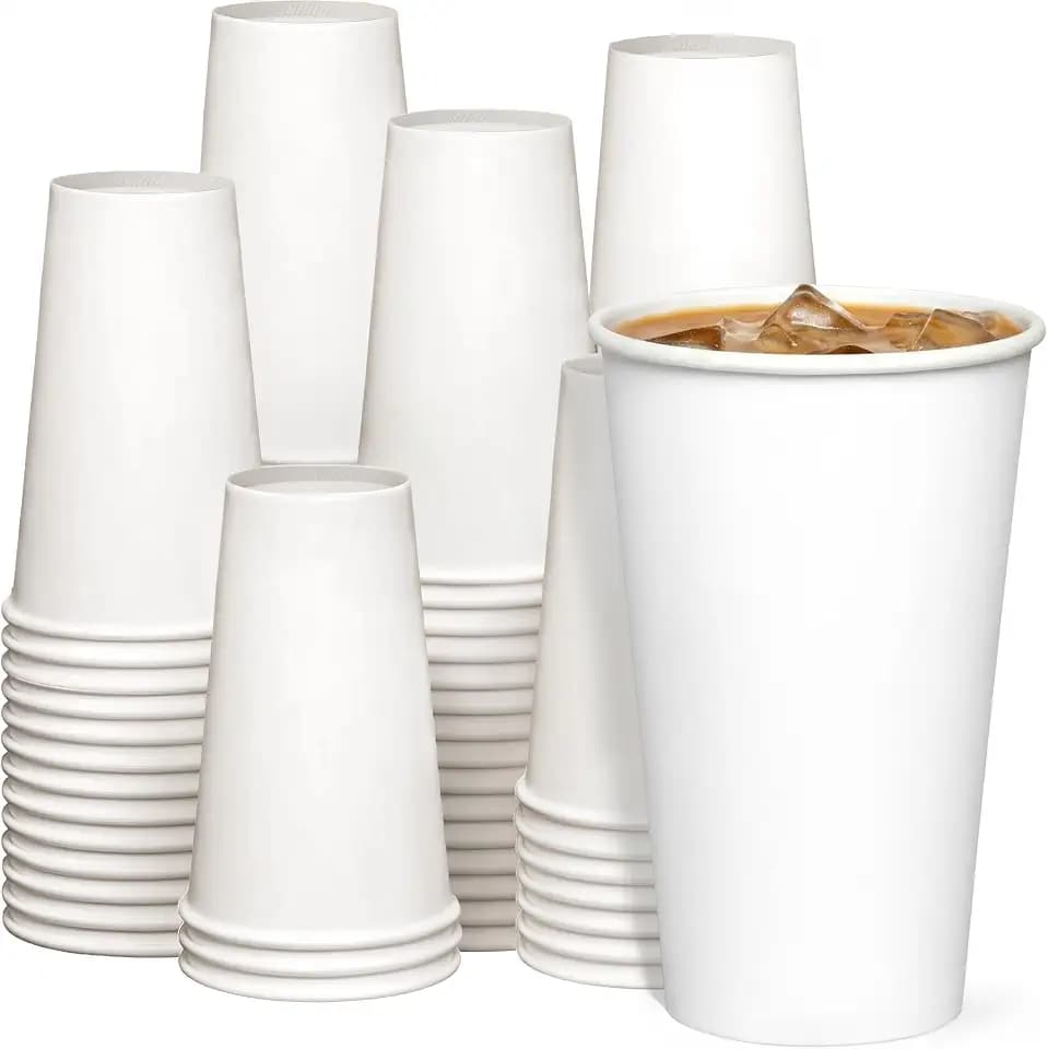 GUSTO 16 oz White Disposable Paper Cups for Hot & Cold Drinks [200 Count] Sturdy, Eco-Friendly Coffee Cups for Home, Office & Events – Formerly Comfy Package