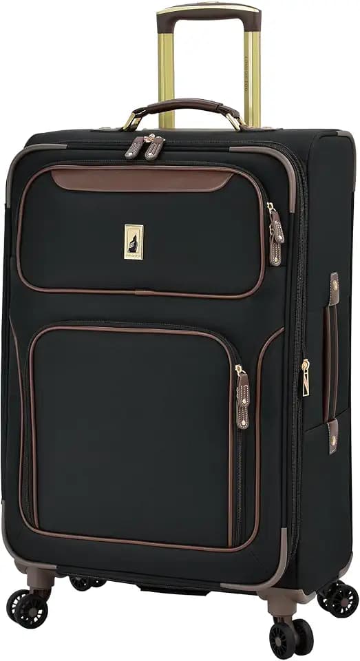 London Fog Nottingham 25 Inch Expandable Spinner Softside Suitcase, Black Chestnut