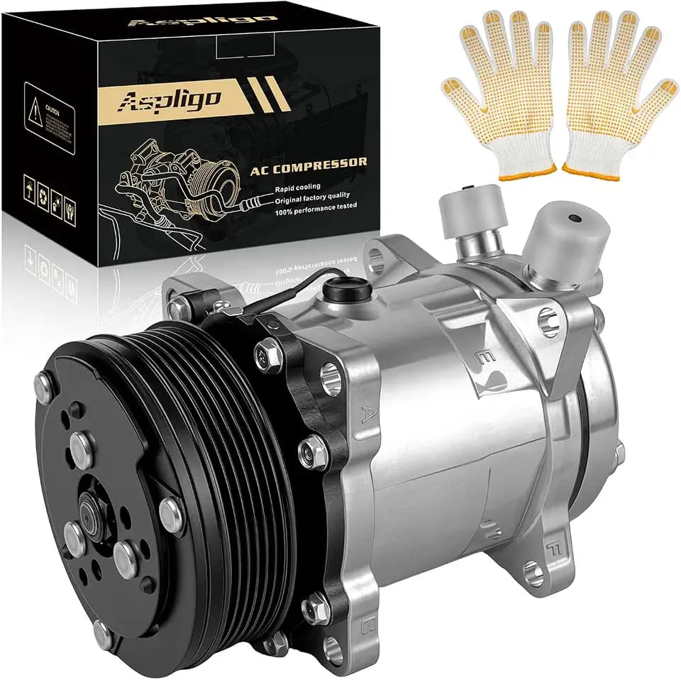 AC Compressor Compatible with Sanden 508 5H14 SD508 6PK Serpentine Belt, 12V Universal Air Conditioning Compressor with Clutch, Replacement for 5H14 Style 138CC PAG46 Pre-charged