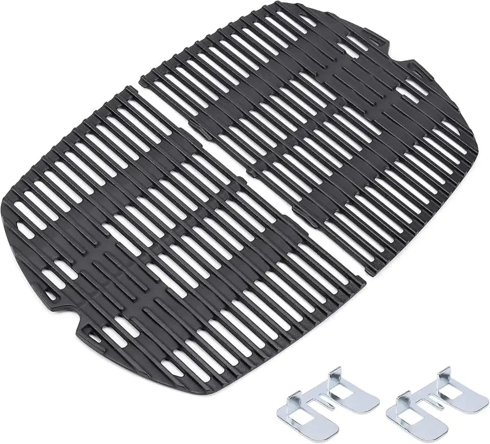 Denmay 7645 27,3 x 38,9 cm Gusseisen Grillroste Zubehör für Weber Q200, Q220, Q2000, Q2200 Series Gasgrill, Grillteile Grillroste Ersatzteile for Weber 7645 7583 65811 69935, 2 Stück
