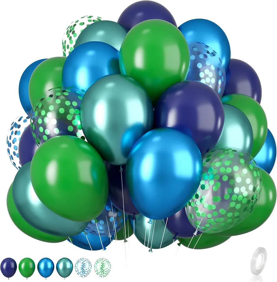 Blue and Green Balloon Set, 12 Inch Navy Blue Dark Green Balloons