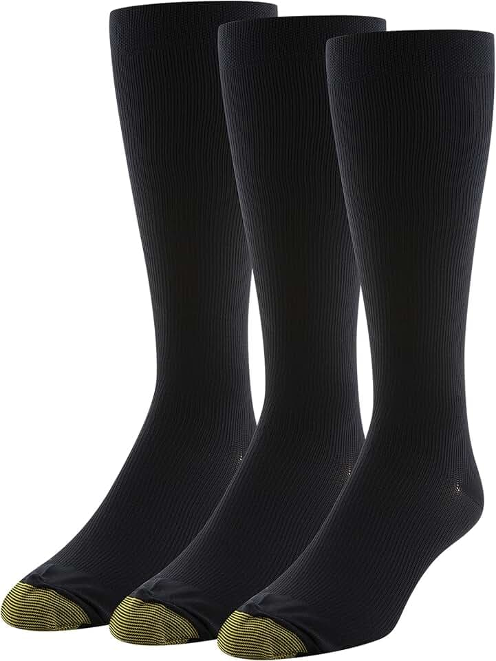 GOLDTOE Men's Mild Compression Over The Calf Socks, Multipairs