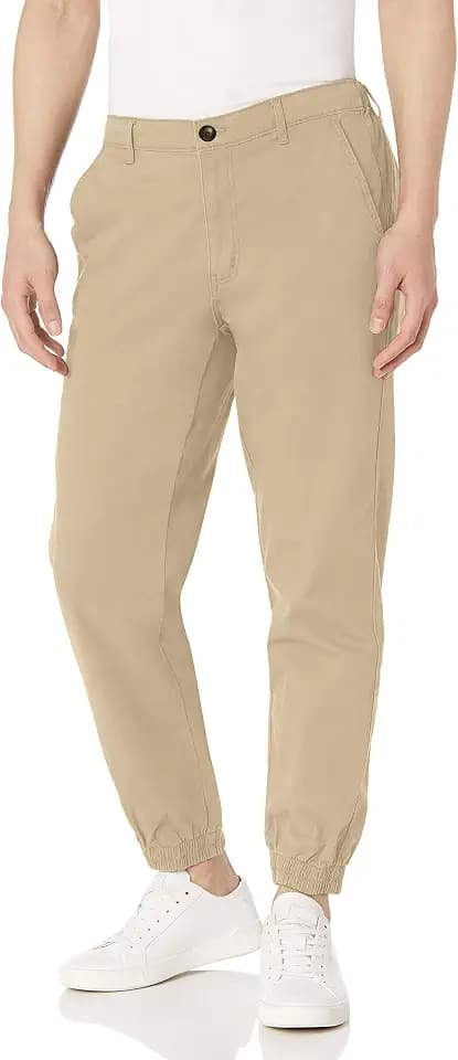 Amazon Essentials Men's Straight-Fit Chino Jogger Pants with Elastic Waist and Pockets